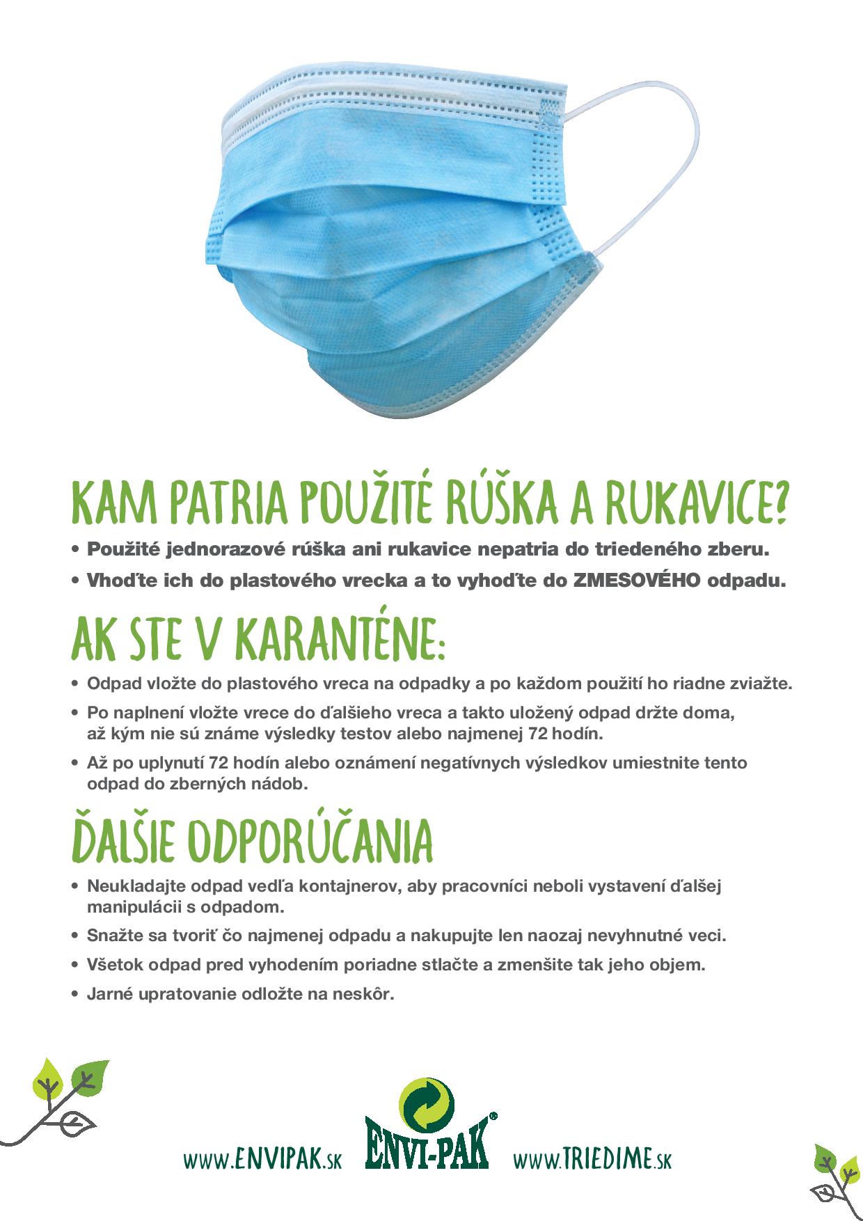 Kam patria použité rúška a rukavice... ???